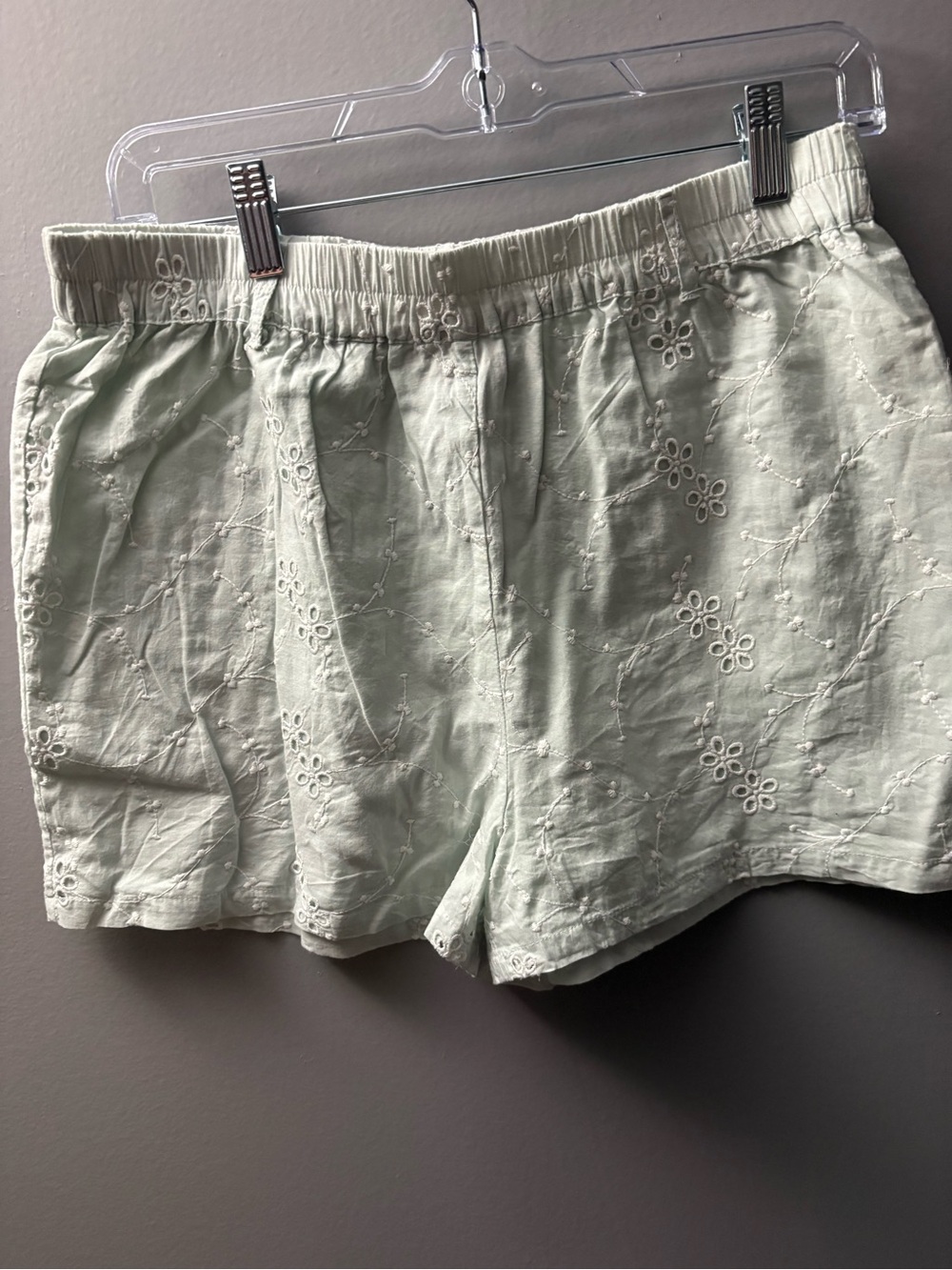 Forever 21 Mint Green Embroidered Eyelet Shorts